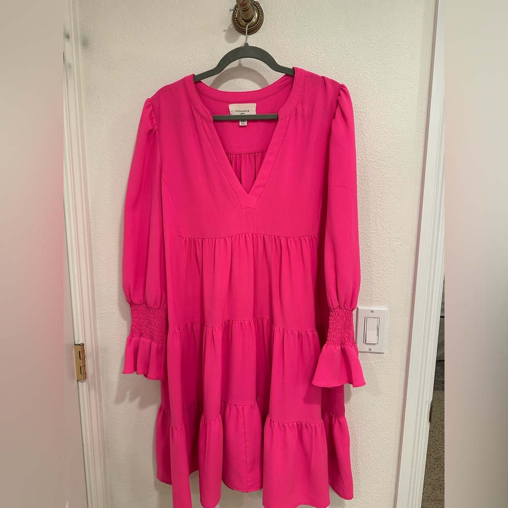 Pomander Place Fuchsia V-Neck Dress